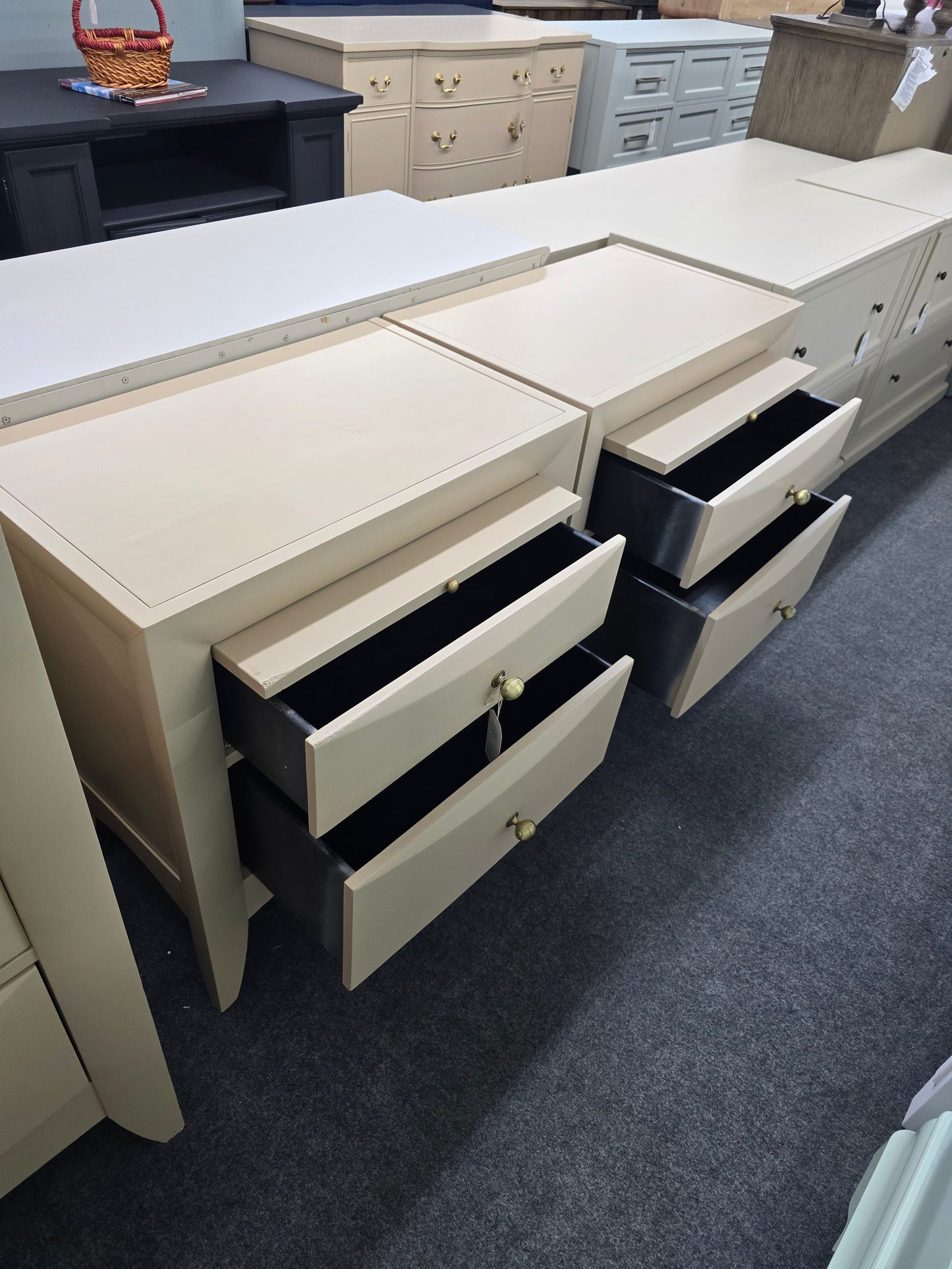 Beige pair of nightstands