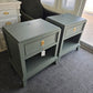 Broyhill green pair of nightstands