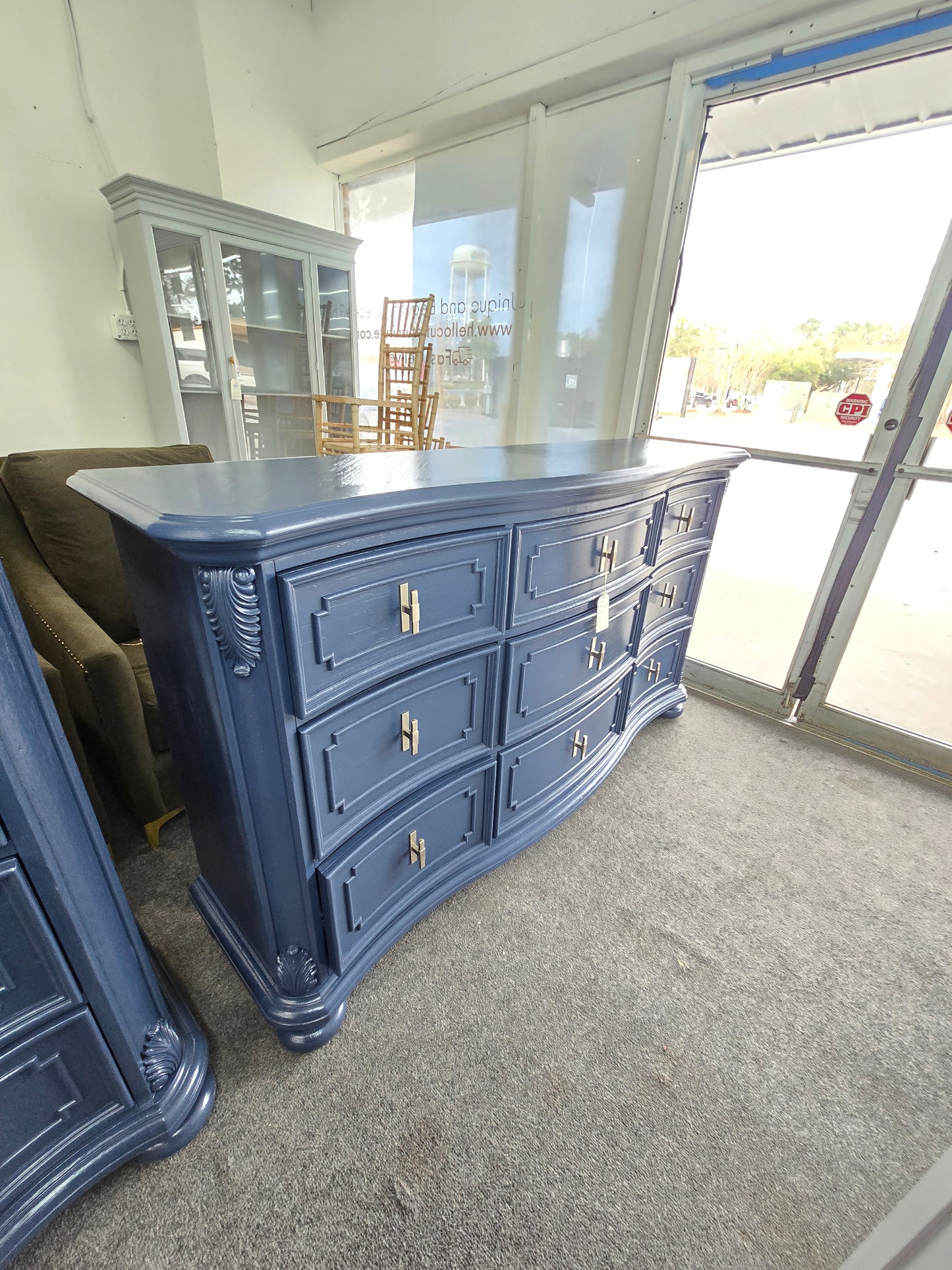 Haverty blue Lacquered curved dresser