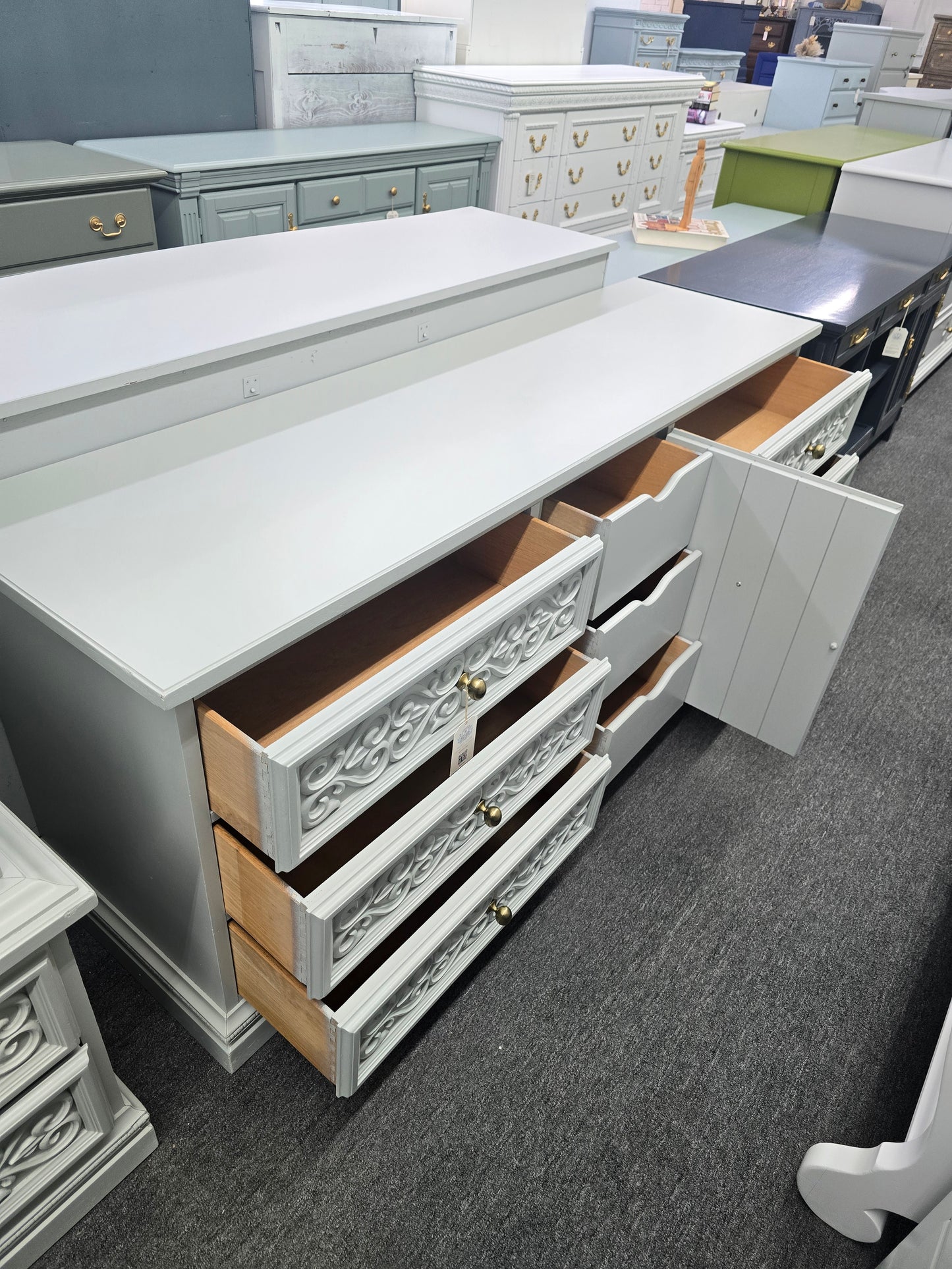 Vintage gray long dresser