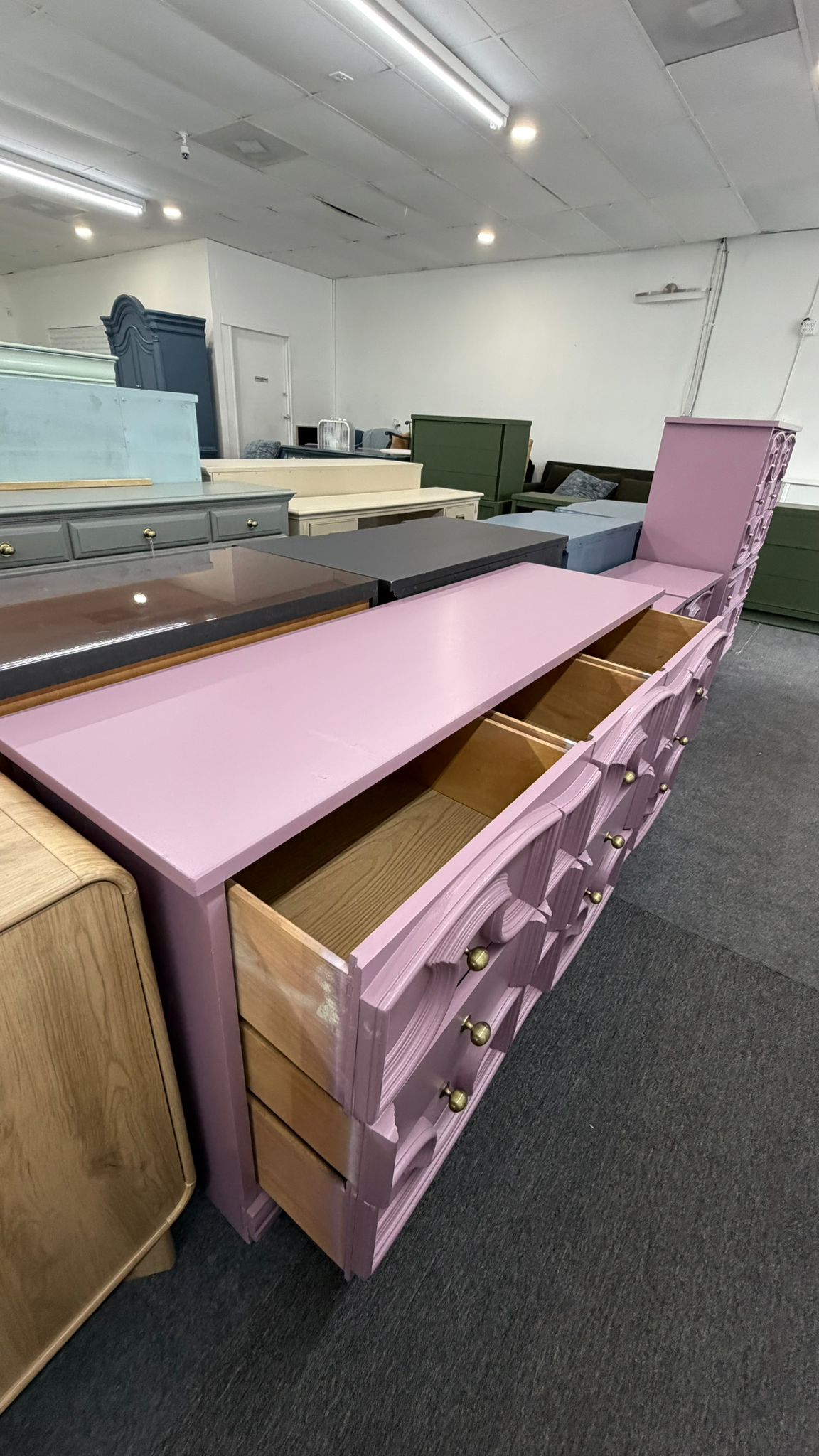 Purple vintage long dresser