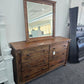 Rustic 6 drawers dresser with mirror