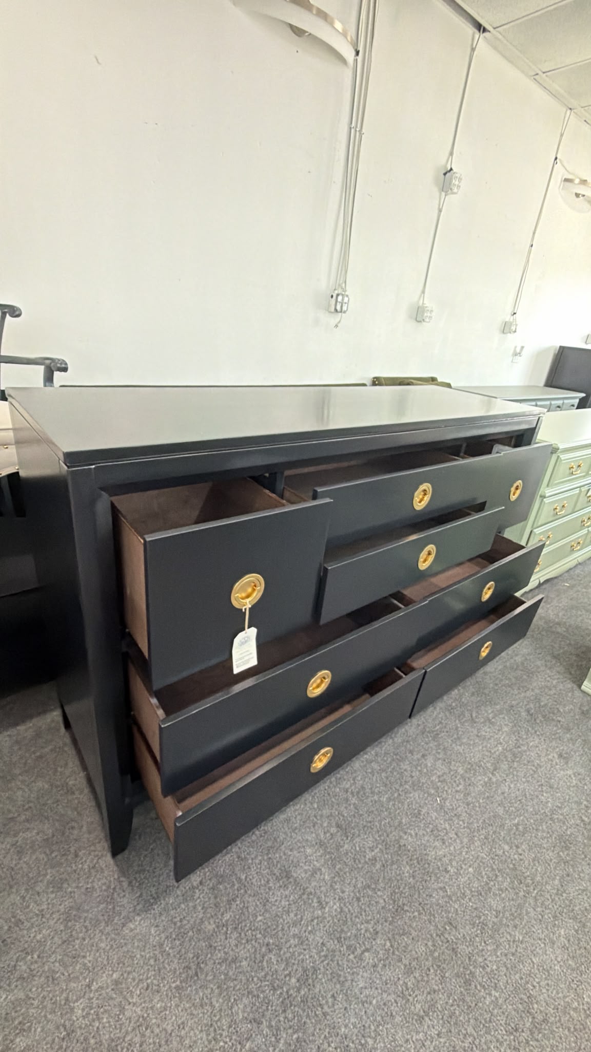 Pulaski black lacquered dresser