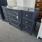 Dark blue 9 drawers dresser
