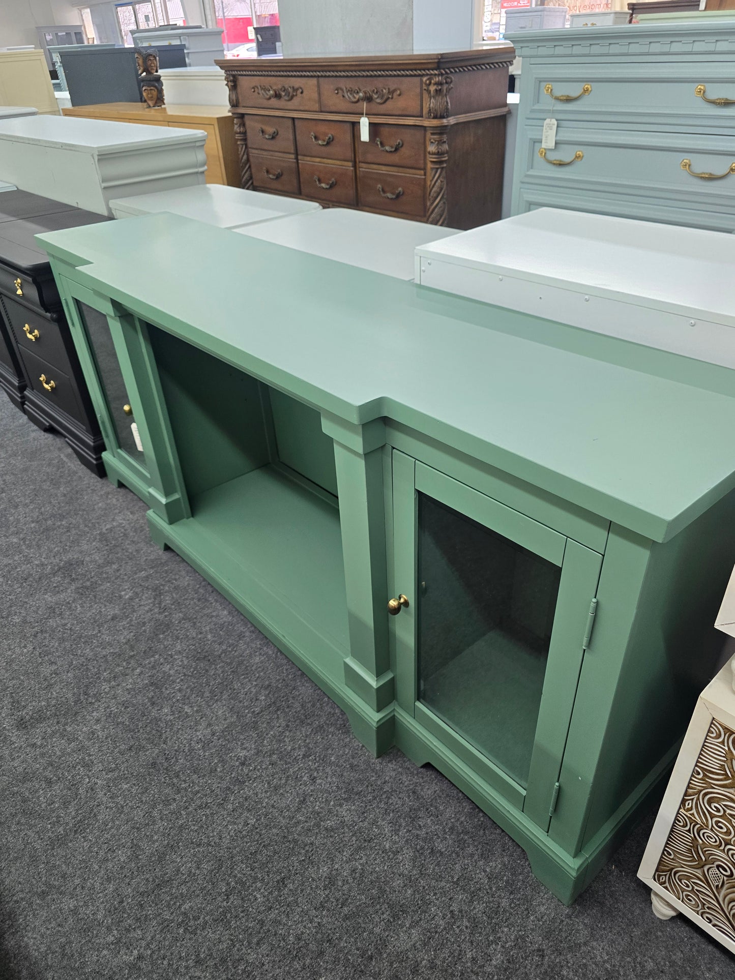 Green long tv stand