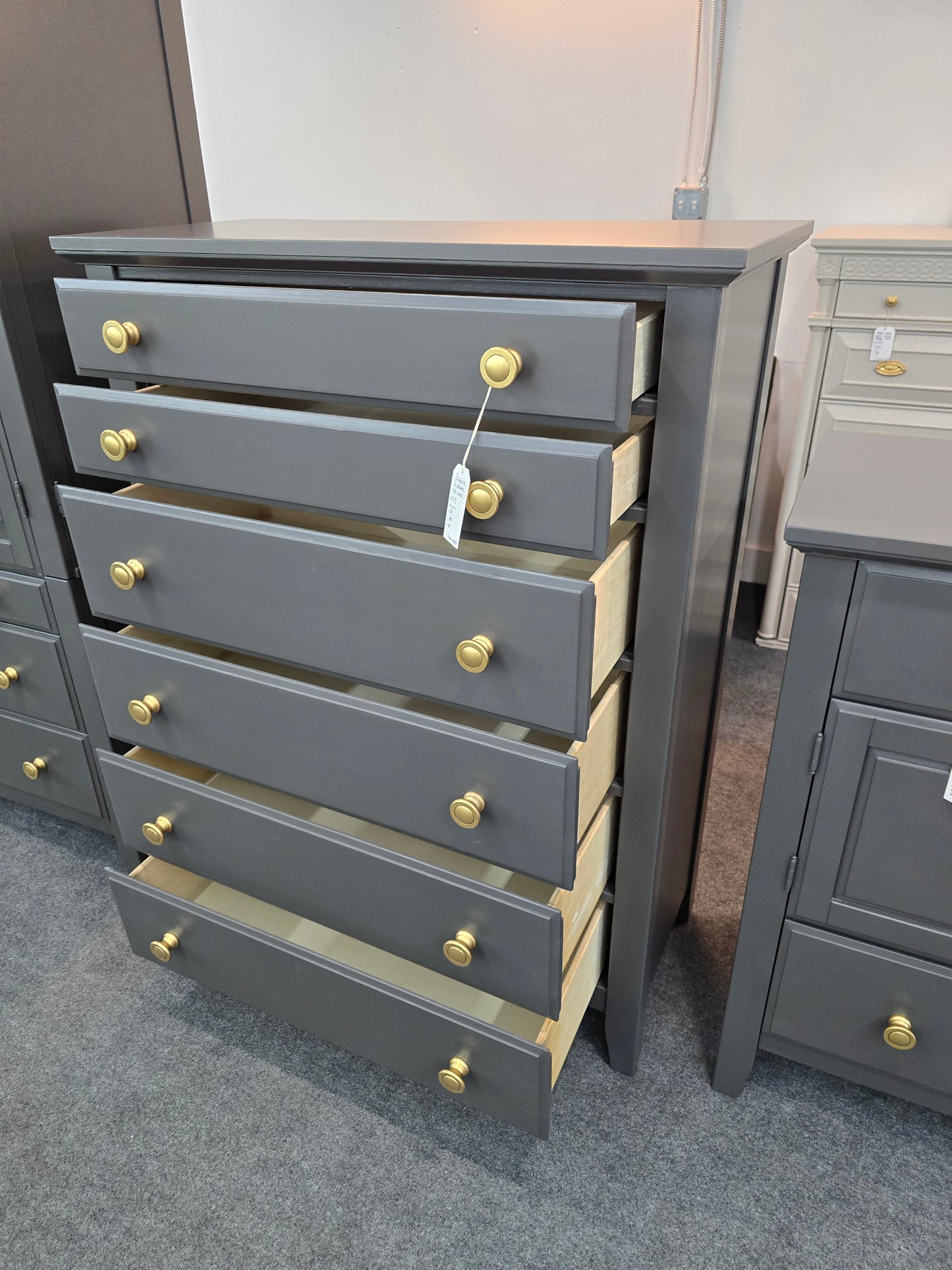 Graphite tall 6 drawers chest