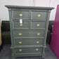 5 drawers green lacquered chest