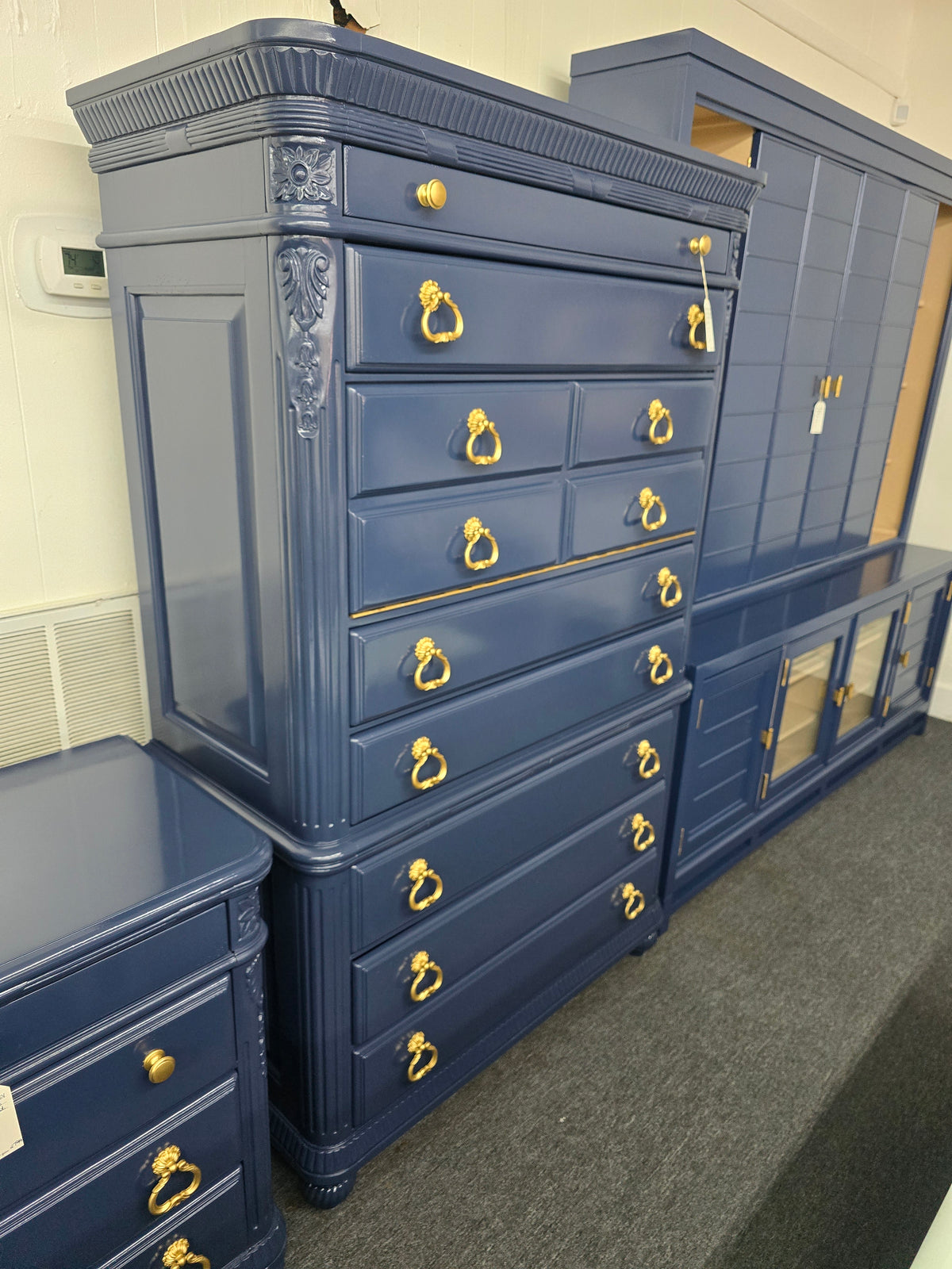 Laura Ashley blue Lacquered tall chest