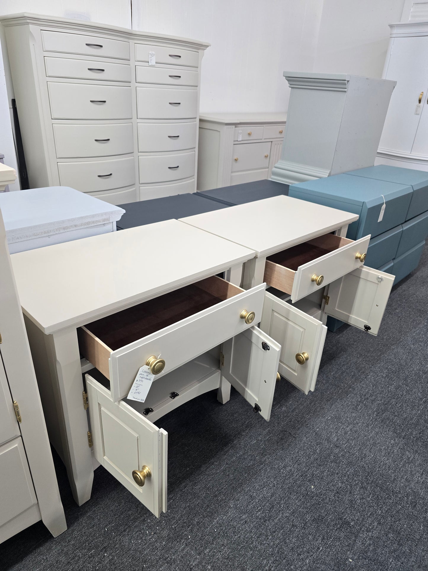Cream pair of nightstands