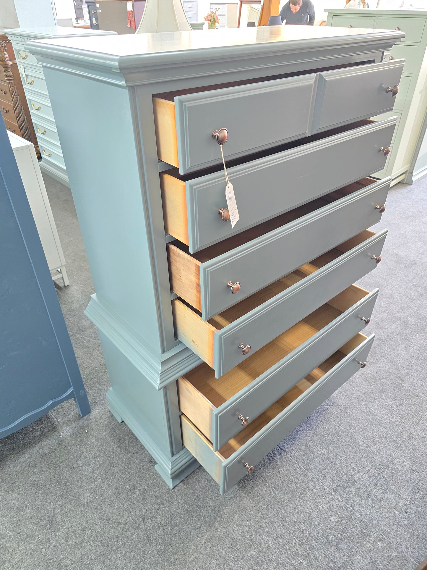 Kincaid solid wood lacquered green chest
