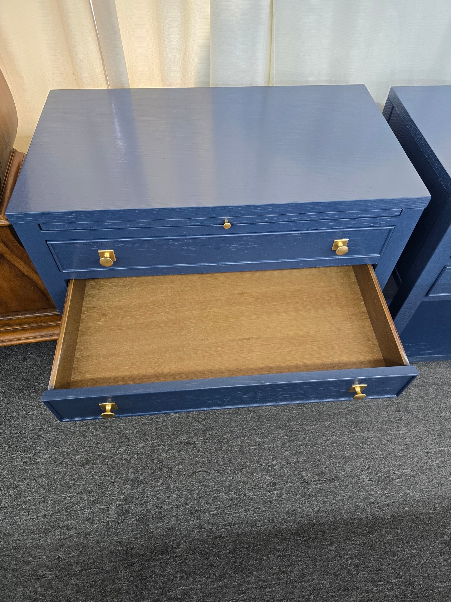 Bernhardt dark blue pair of nightstands