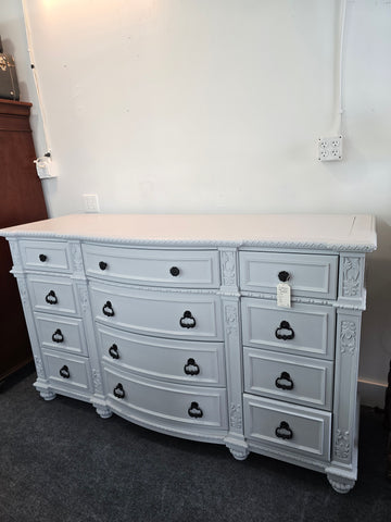 12 drawers gorgeous carved gray dresser