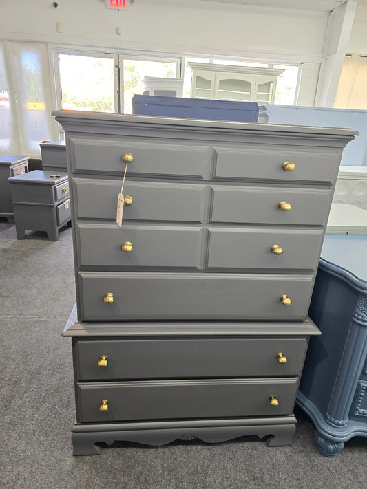 Solid wood dark gray chest