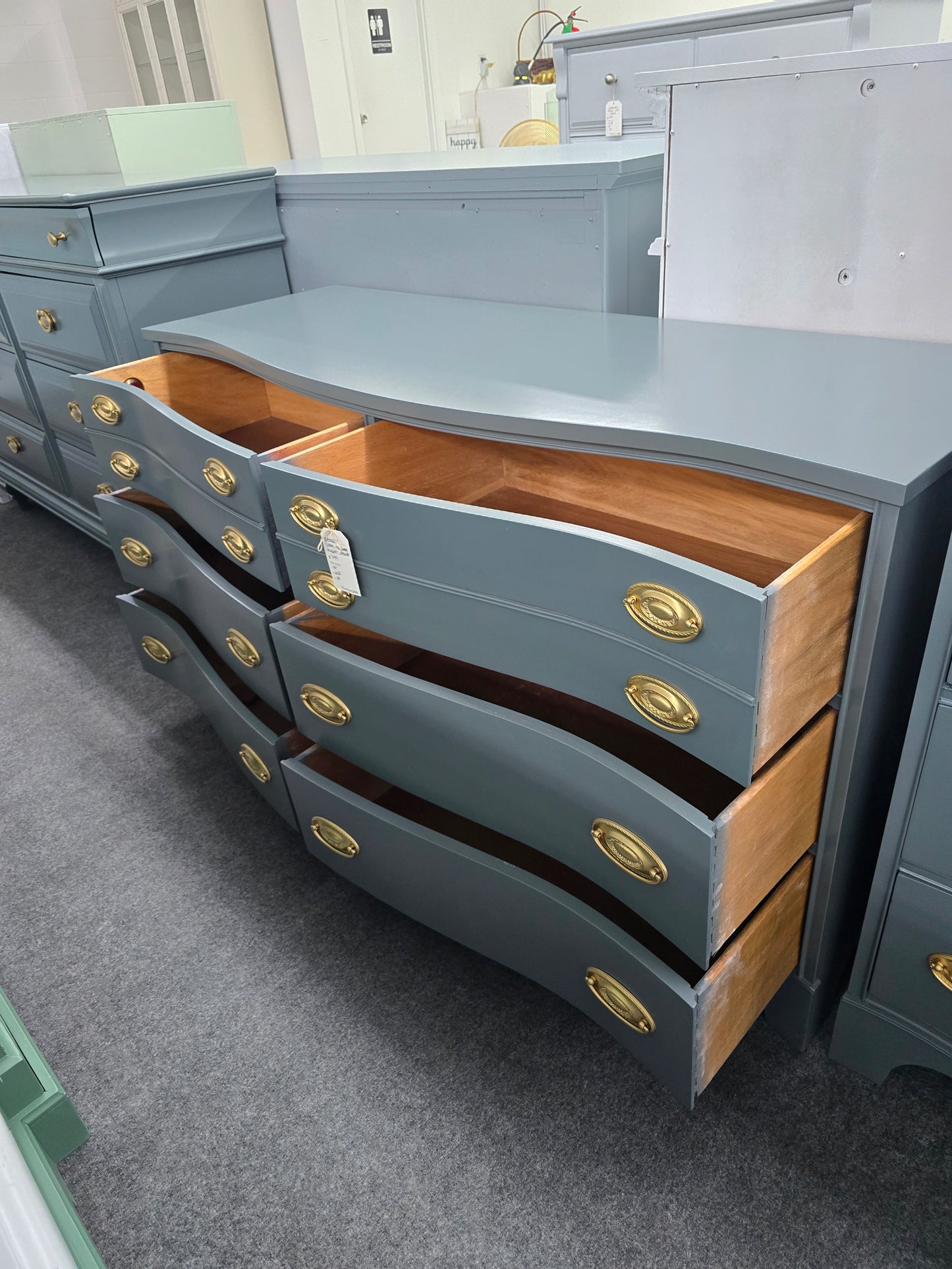 Bassett dark green lacquered dresser