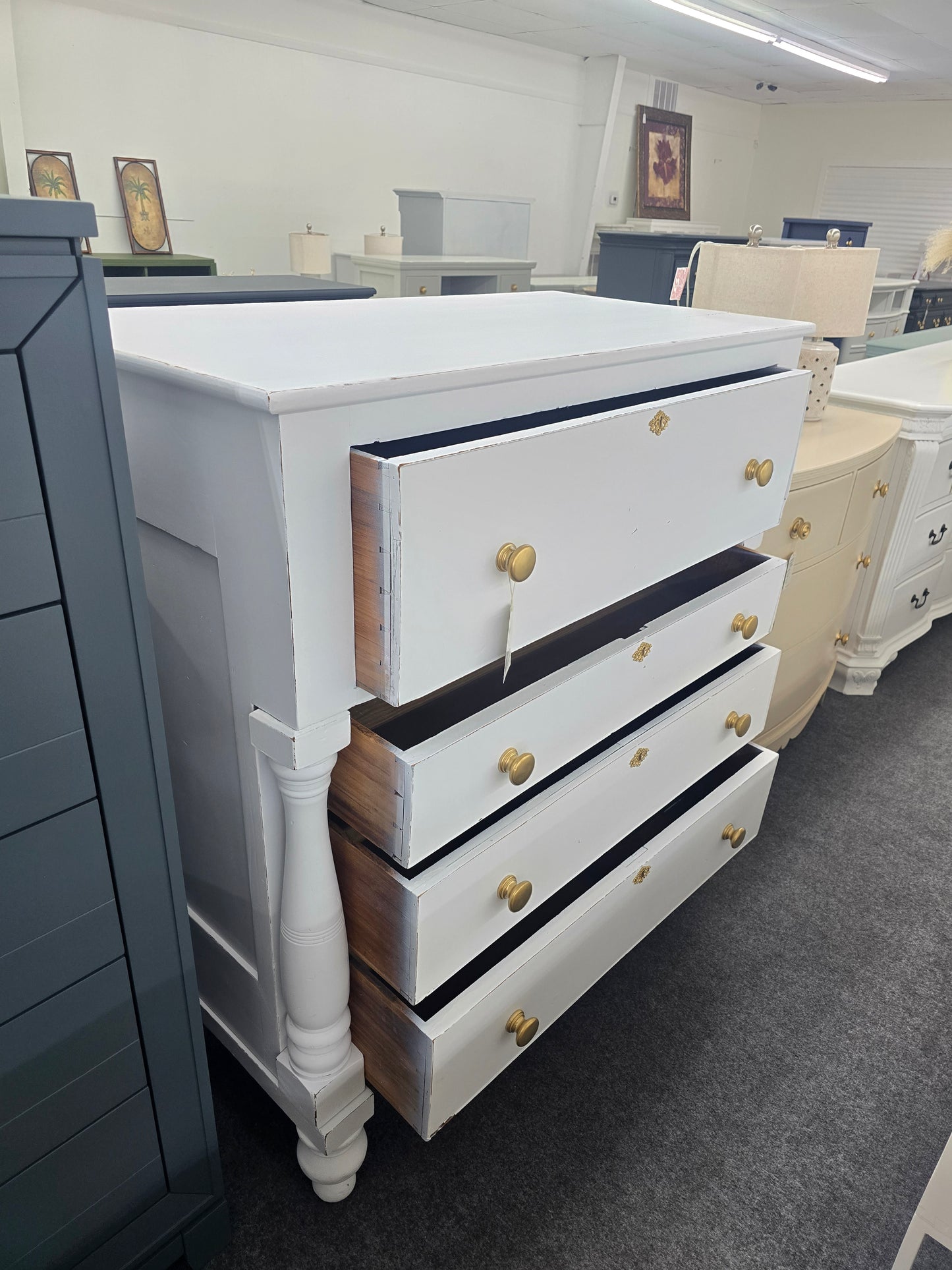 Solid wood antique white Distressed chest