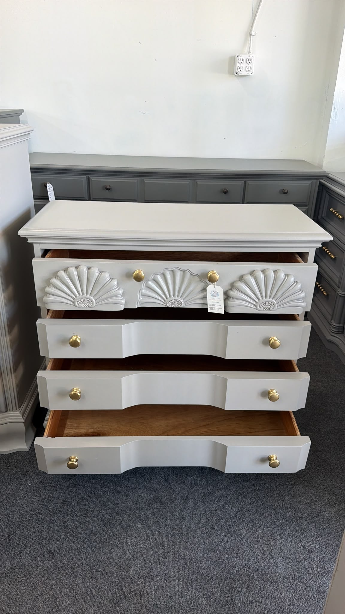 American drew gray vintage dresser