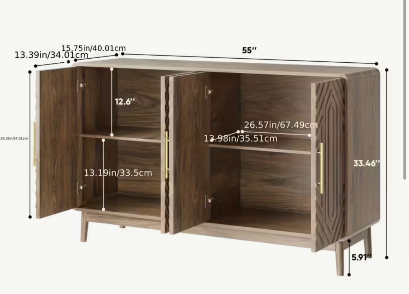 Modern walnut sideboard- new