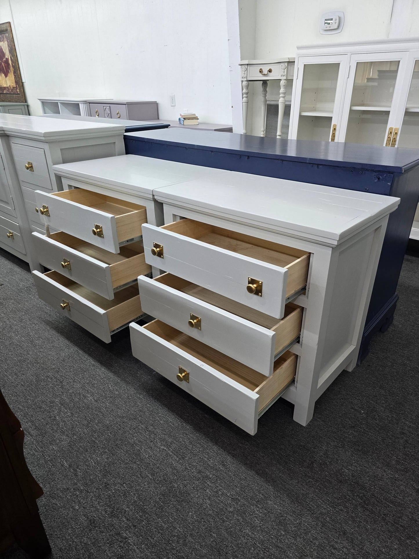 Rustic gray pair of nightstands