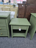 Wicker and rattan green nightstand