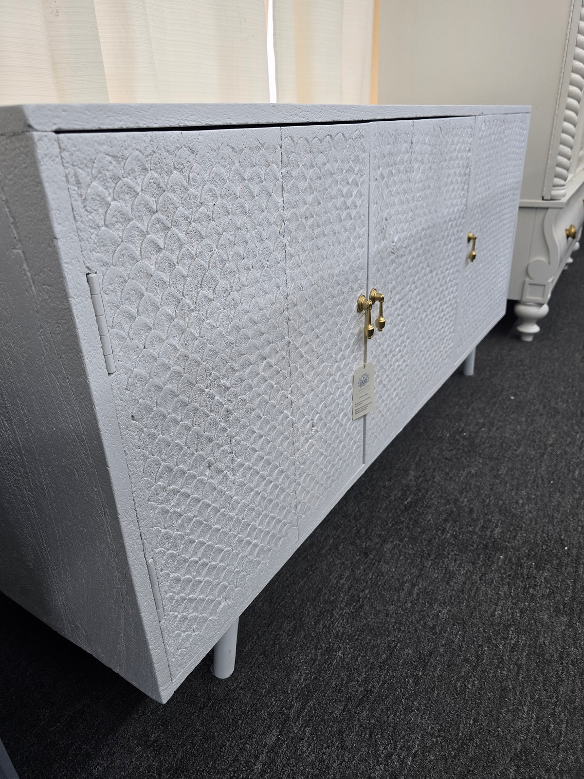 Rustic white lacquered cabinet