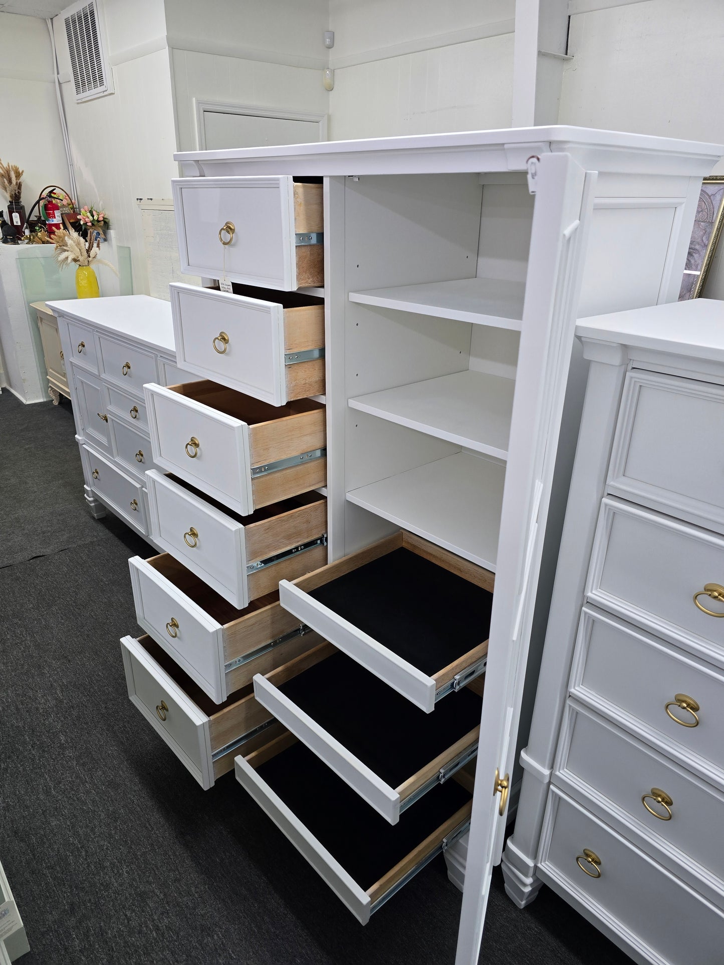 White lacquered Ashley chest/armoire
