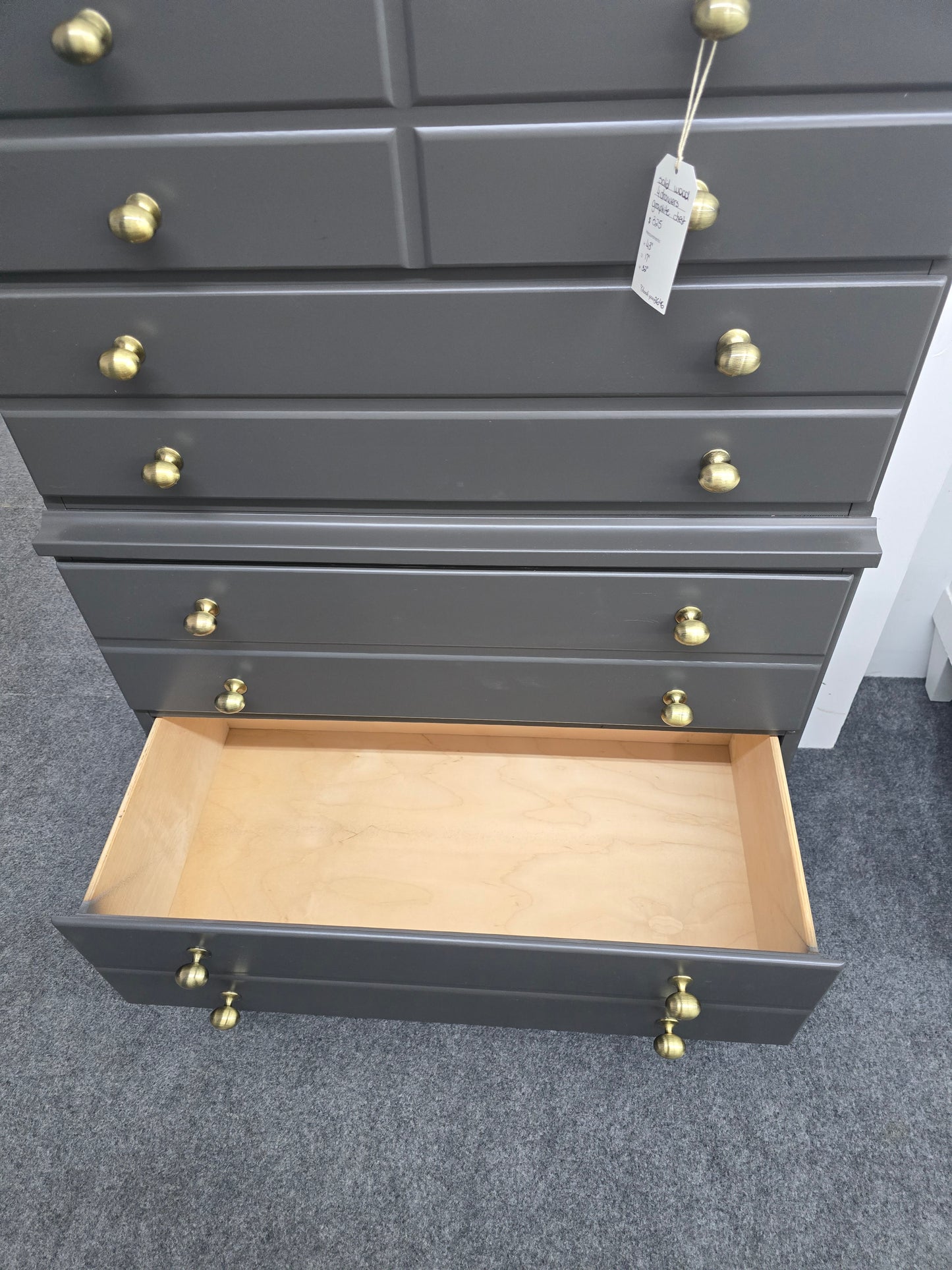 Antique solid wood graphite chest
