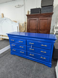 Blue lacquered 6 drawers dresser