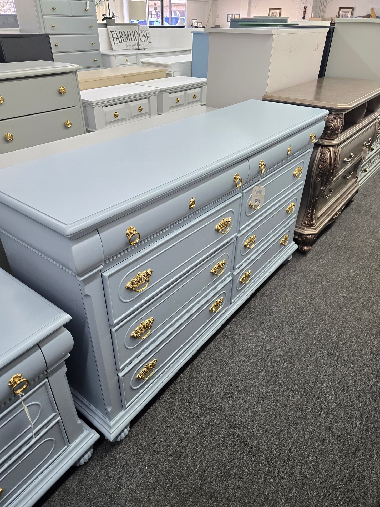 Solid wood cute blue dresser
