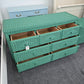 Green wicker 7 drawers dresser