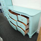 Solid wood blue Lacquered curved dresser
