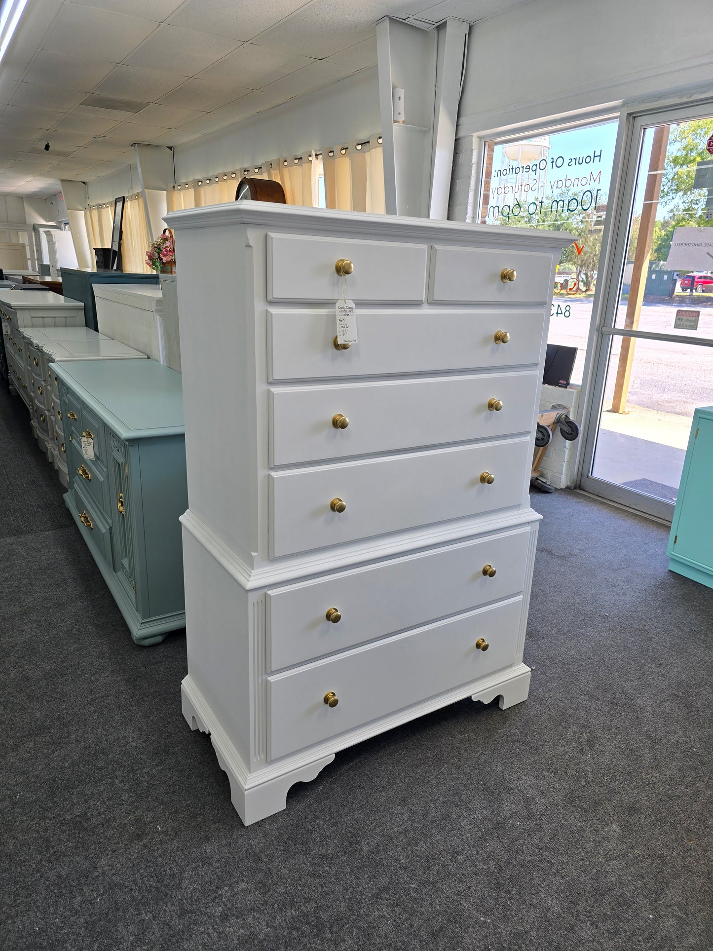 Knobs Creek solod wood white tall chest