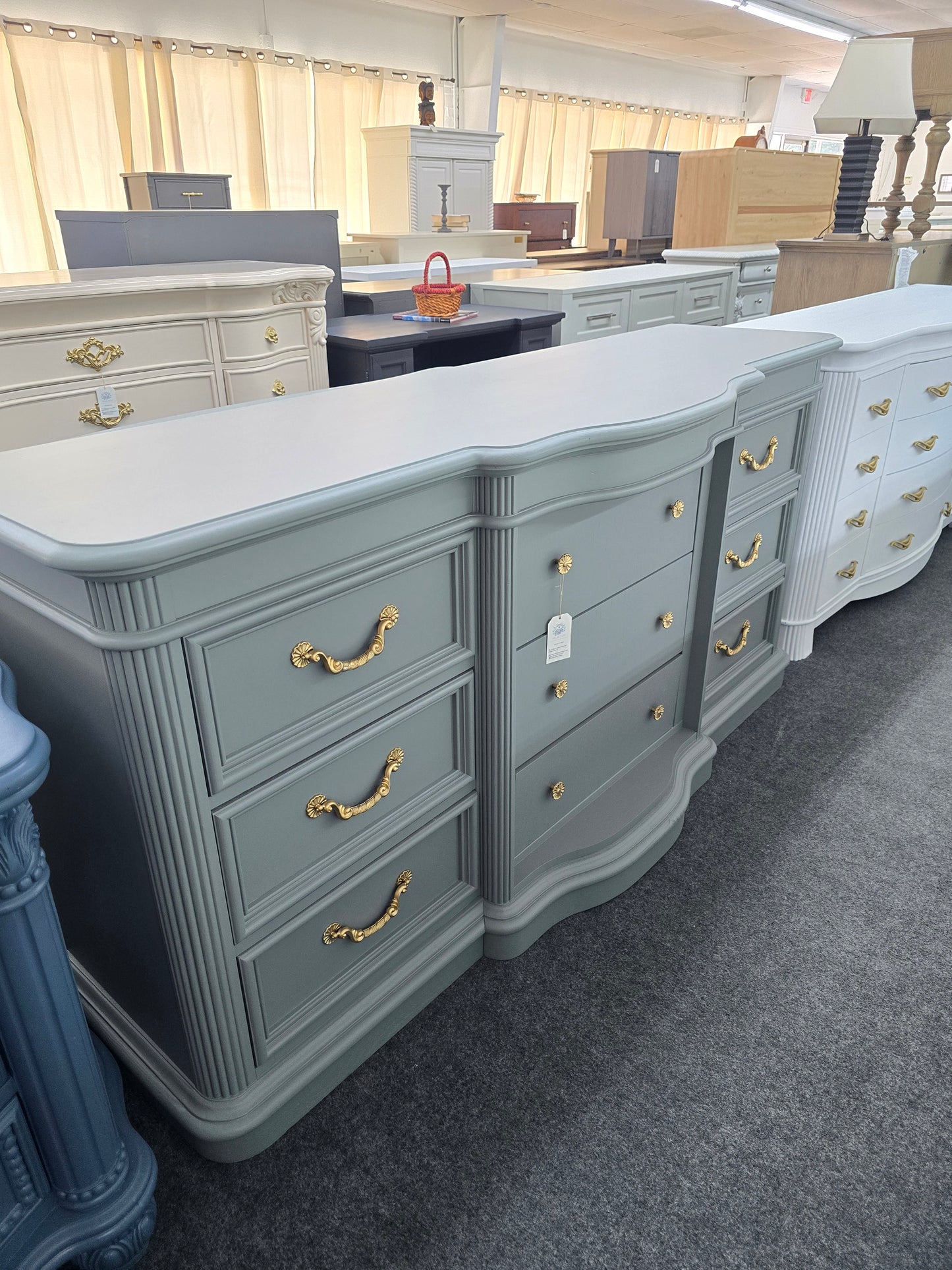 Stanley green gray 9 drawers dresser