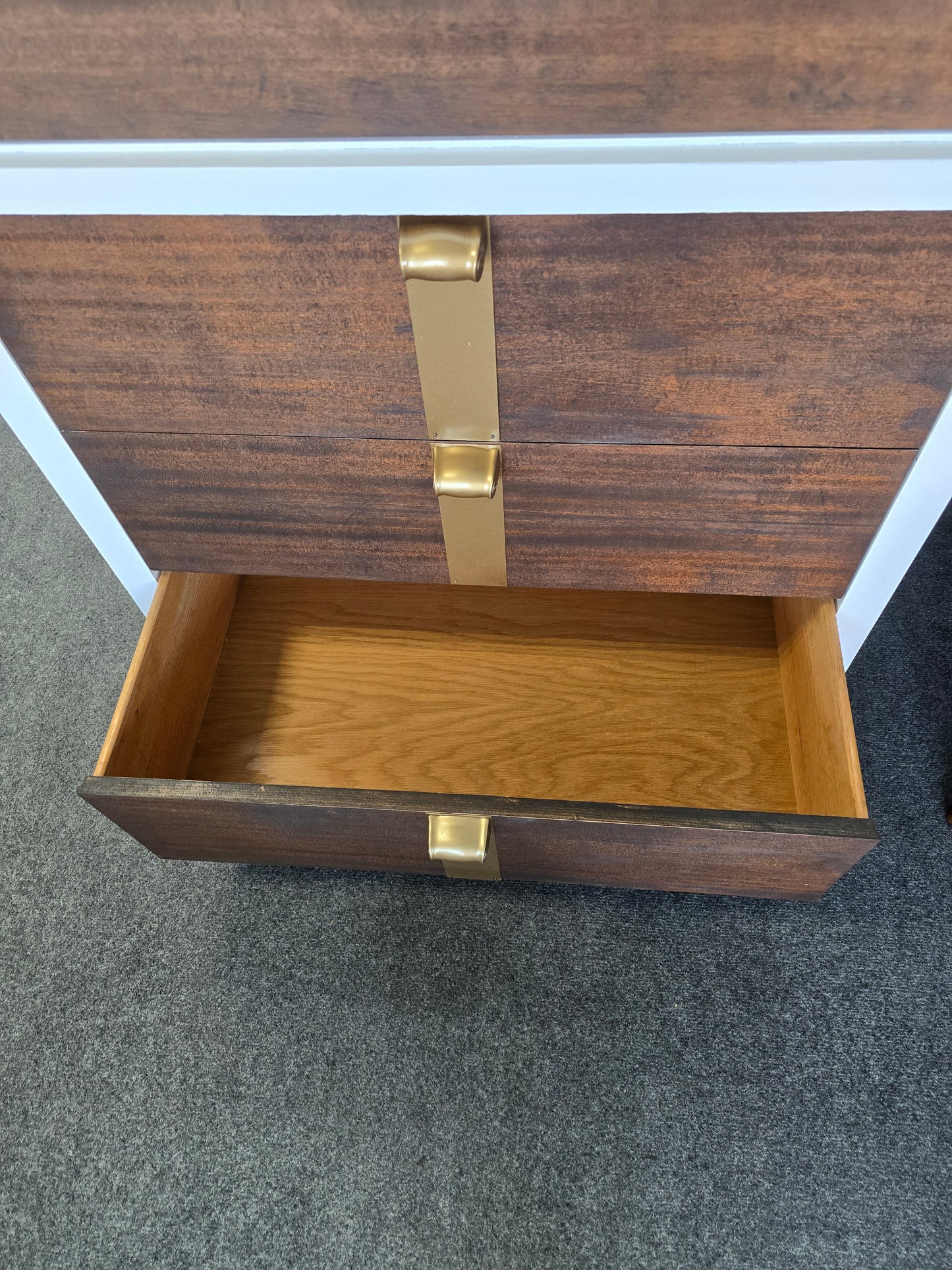 American of Martinsville MCM white/wood chest
