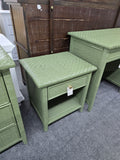 Wicker and rattan green nightstand