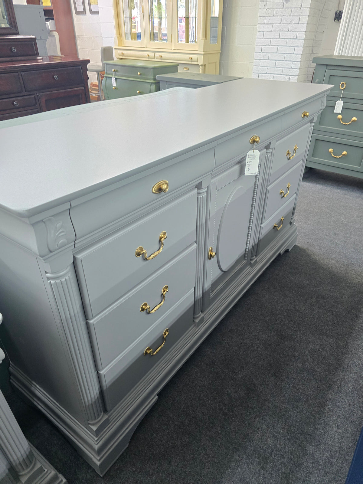 Solid wood 11 drawers gray dresser