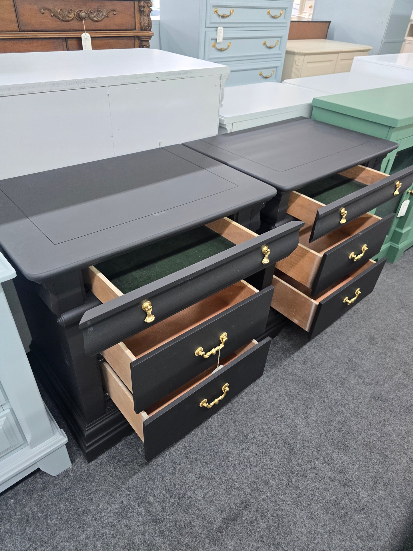 Pair of black nightstands