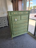 Solid wood green chest