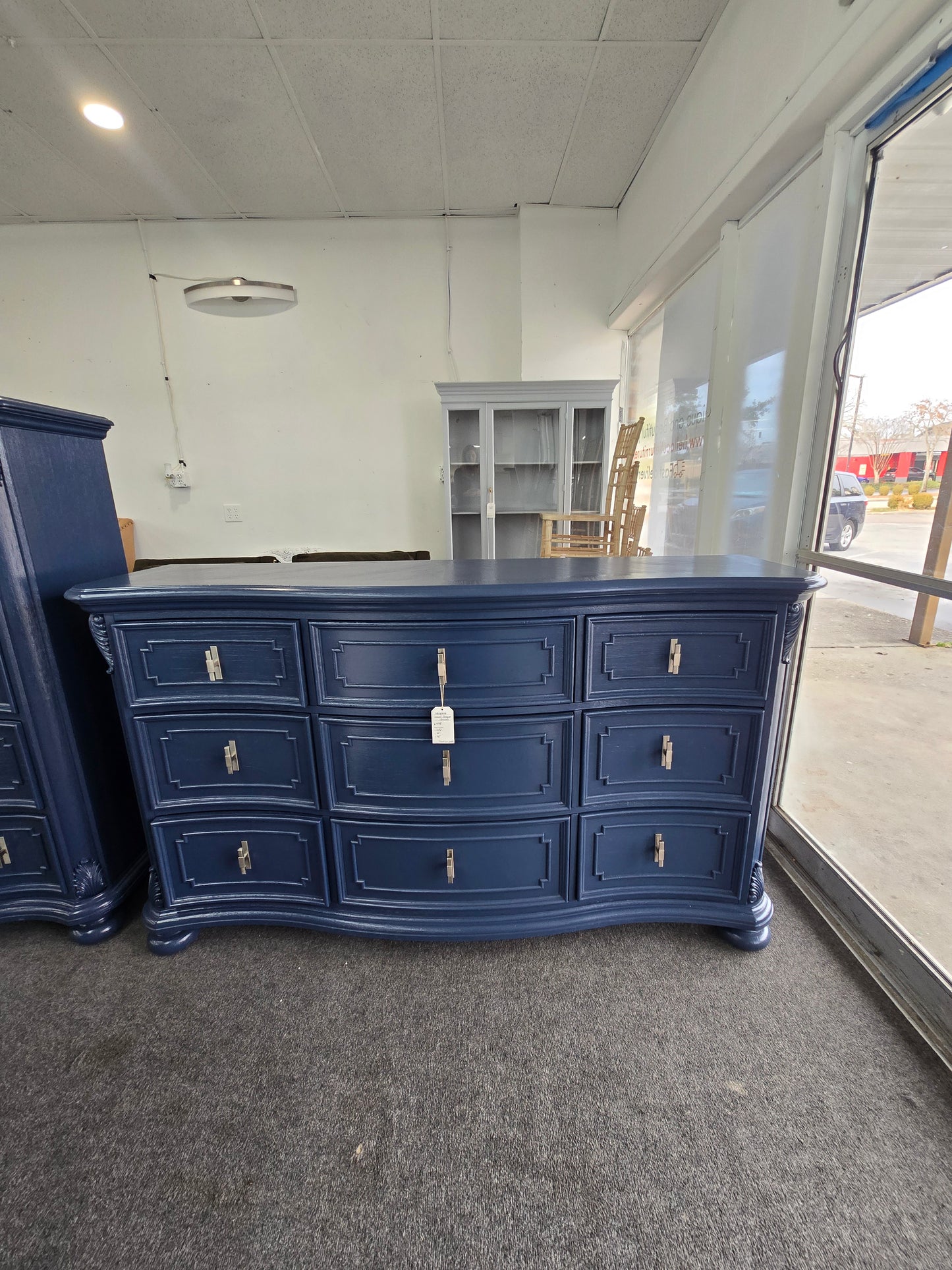 Haverty blue Lacquered curved dresser