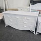 White lacquered bamboo & rattan dresser