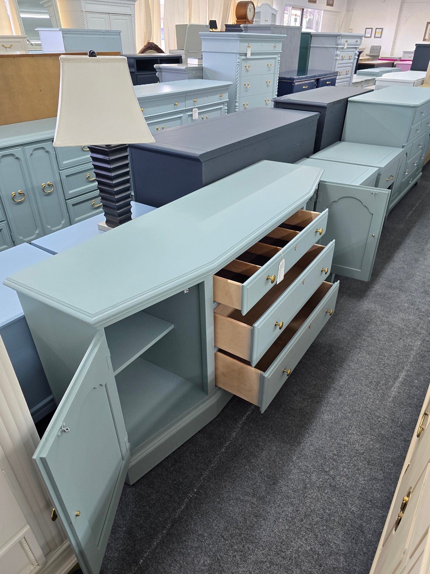 Solid wood BERNHARDT  teal cabinet