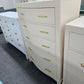 Cream lacquered bowfront chest