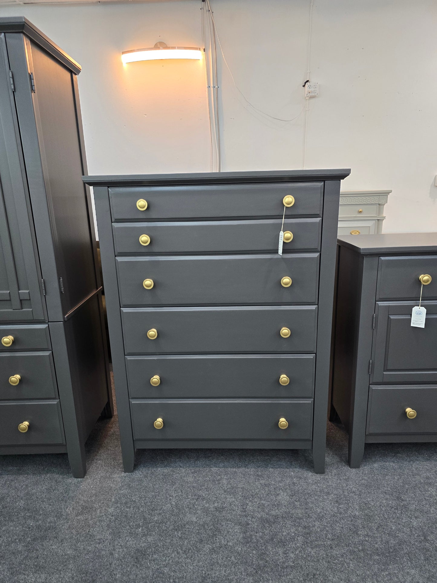 Graphite tall 6 drawers chest
