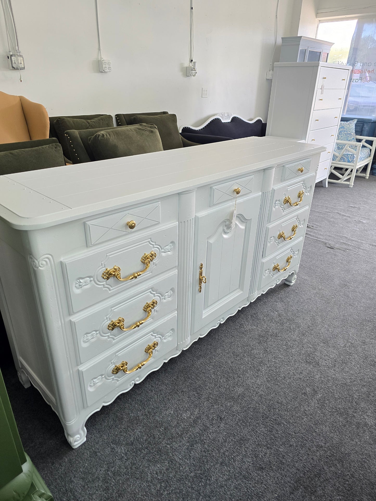 French provincial white lacquered dresser