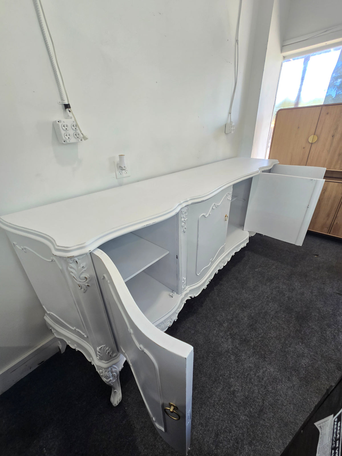 Antique white Distressed long buffet