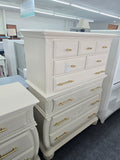 Creamy carved tall chest