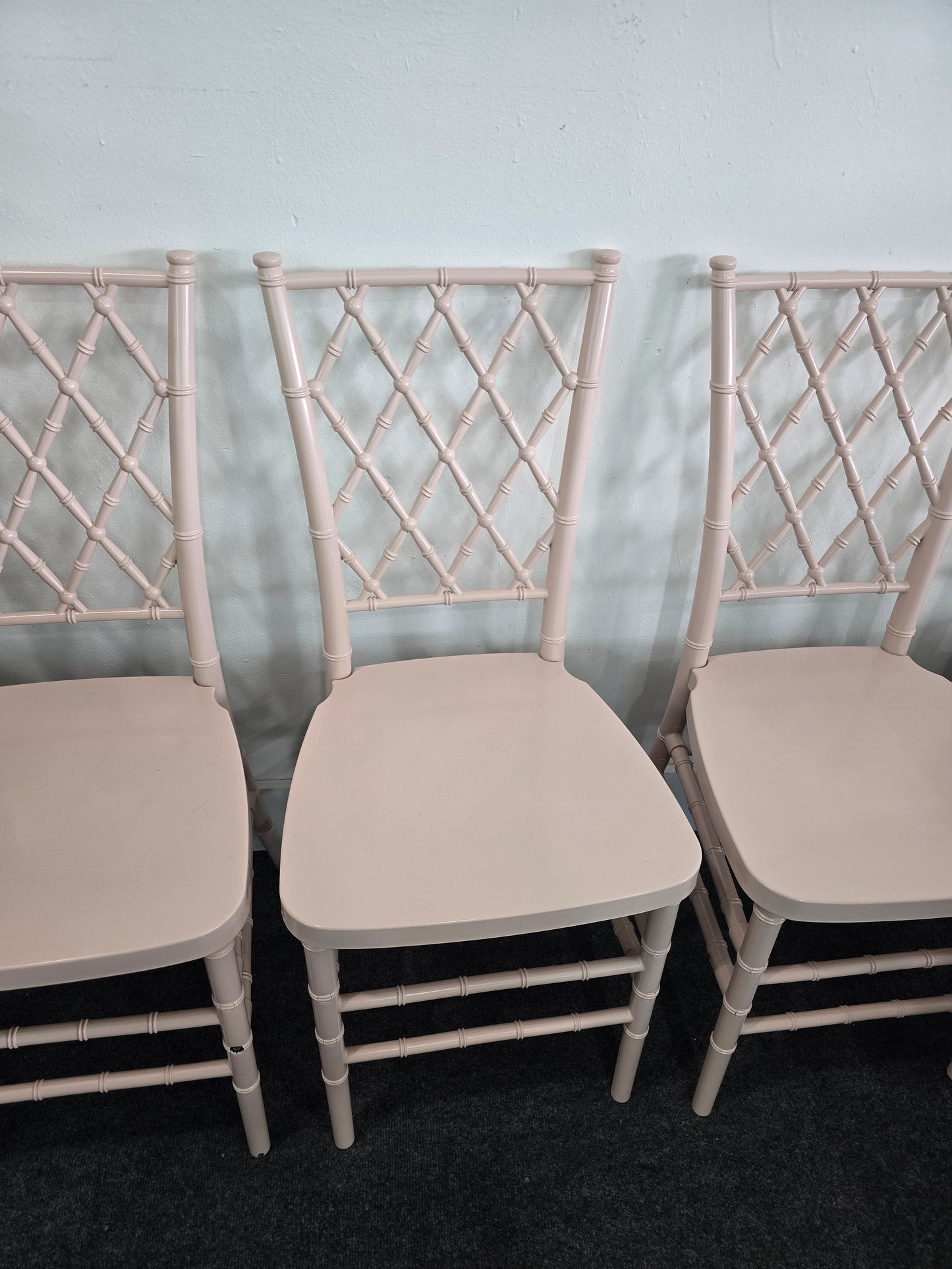 4 bamboo pink lacquered chairs