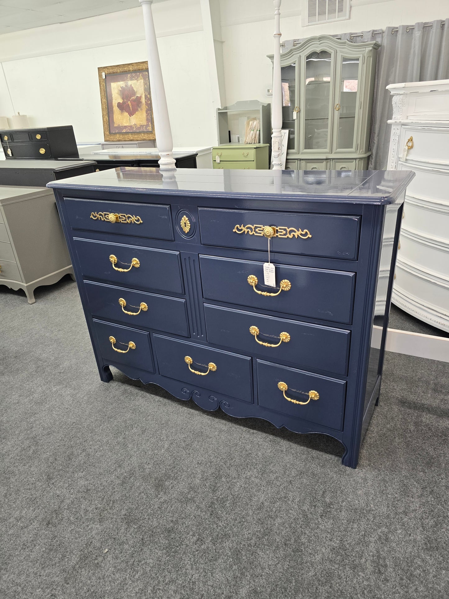 Hickory navy lacquered dresser