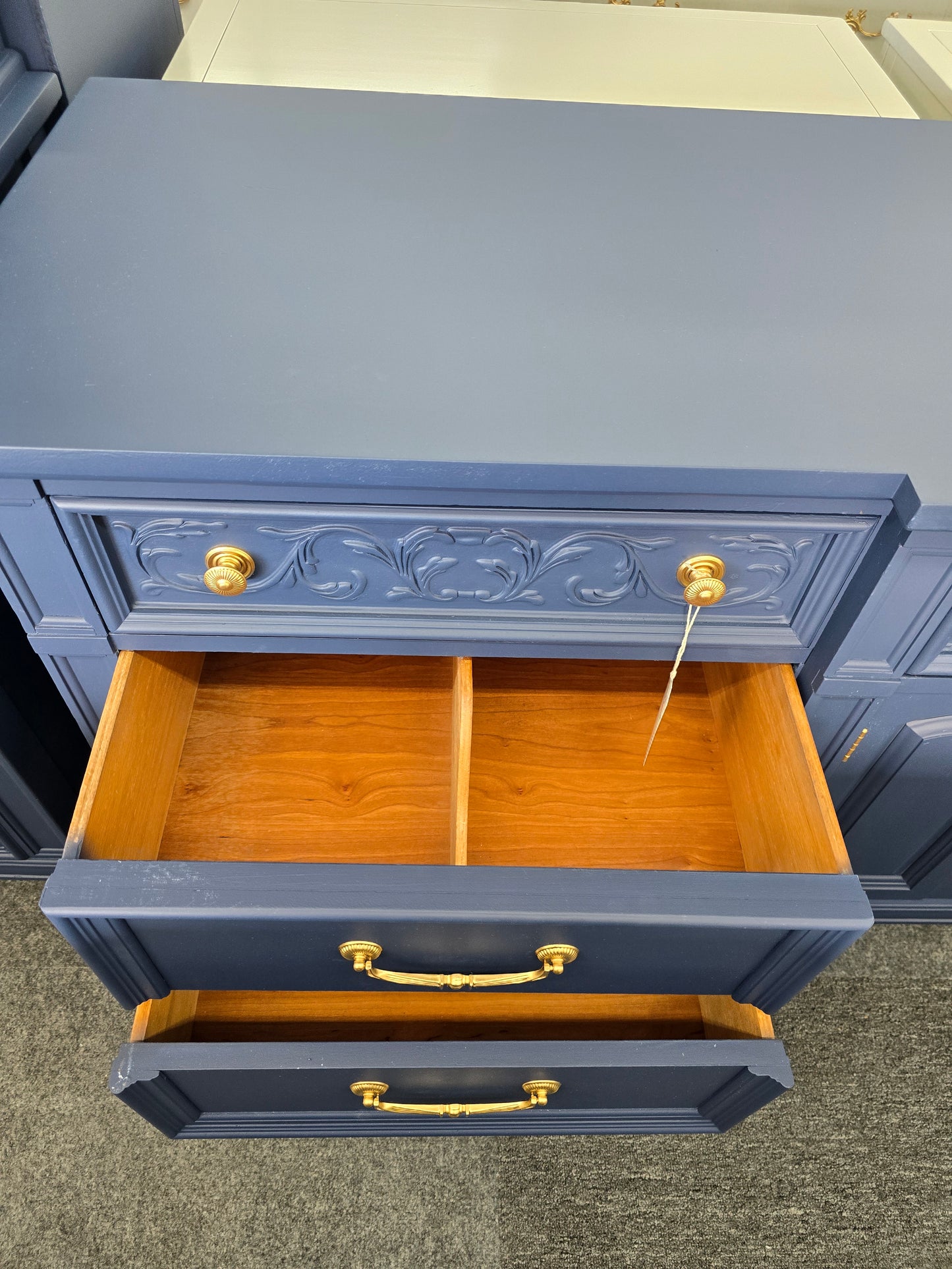 Thomasville navy blue Regency dresser