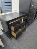 Black 3 drawers nightstand