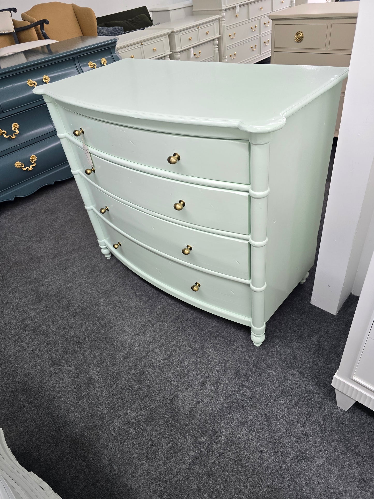 Cute minty green solid wood bowfront dresser